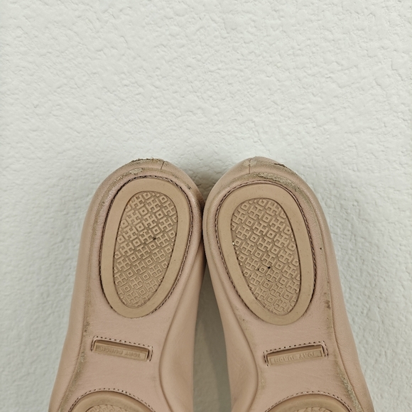 Tory Burch Minnie Ballet Leather Flats In Pink Brick Size 7.5 - Picture 12 of 13